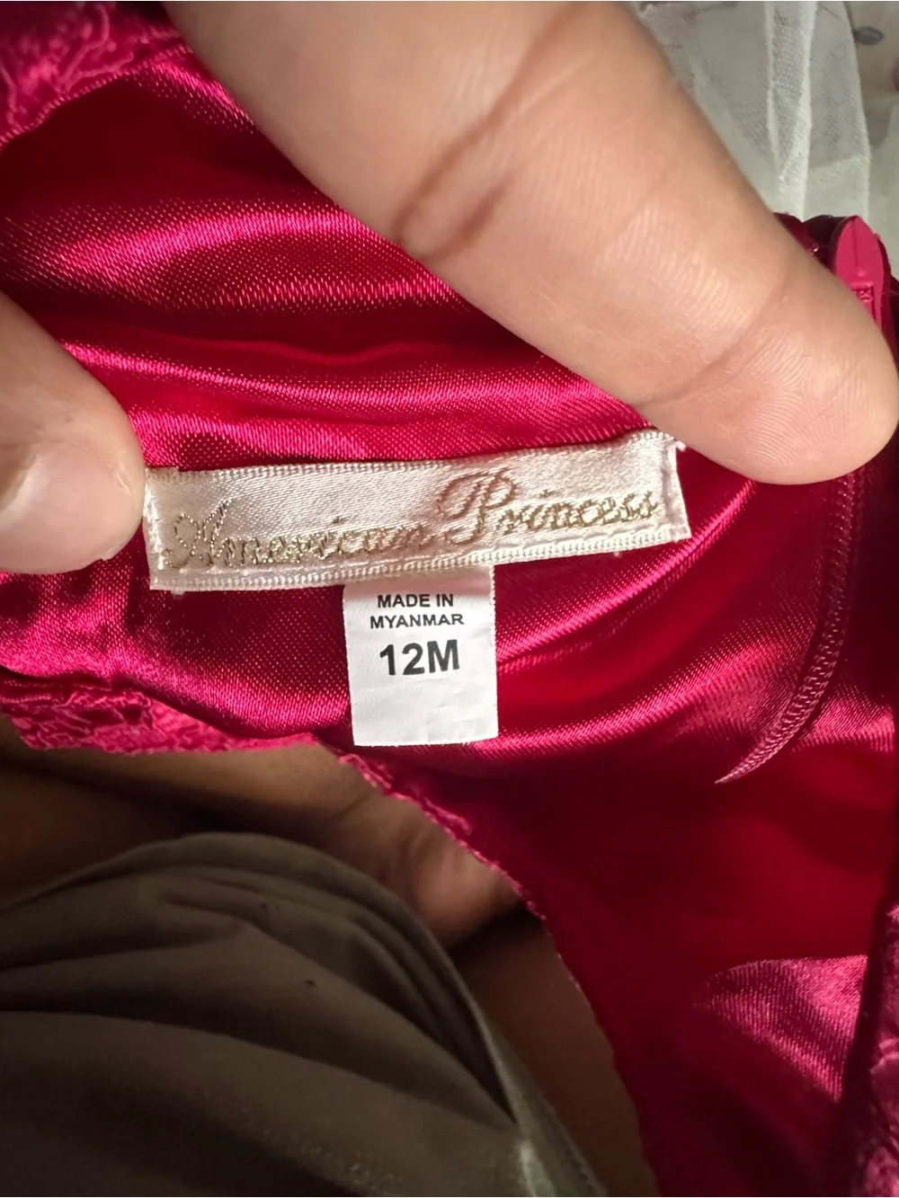 American Princess Hot Pink Satin Baby Dress
